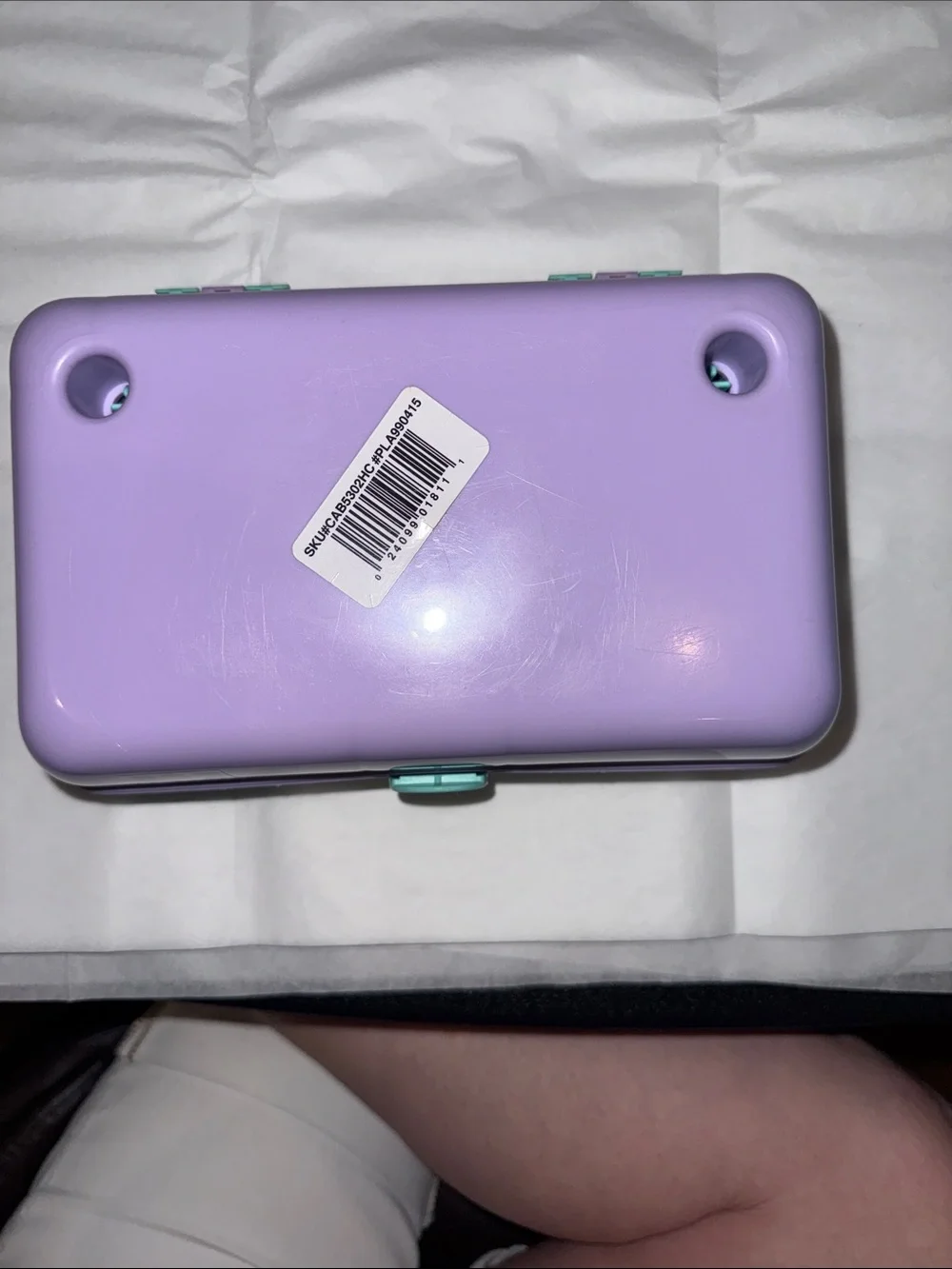 Classic Caboodles Mint Green & Lavender Makeup Case with Peach Handle